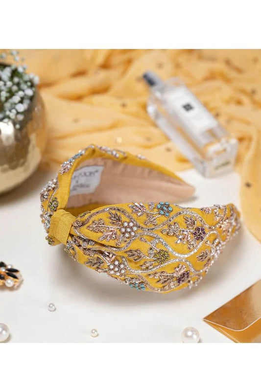 Deluxe Embroidered Hair Band - Gyselle yellow