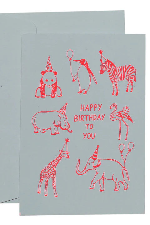 Happy Birthday Party Animals Card