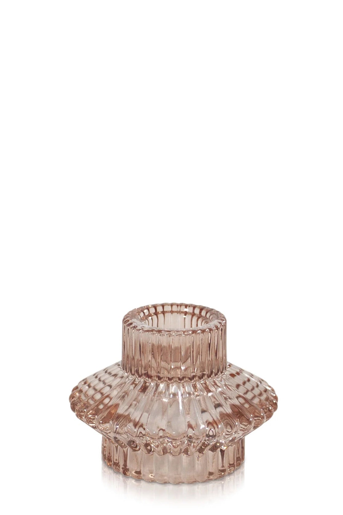 Two sided Glass Candle Holder - Rose Pink