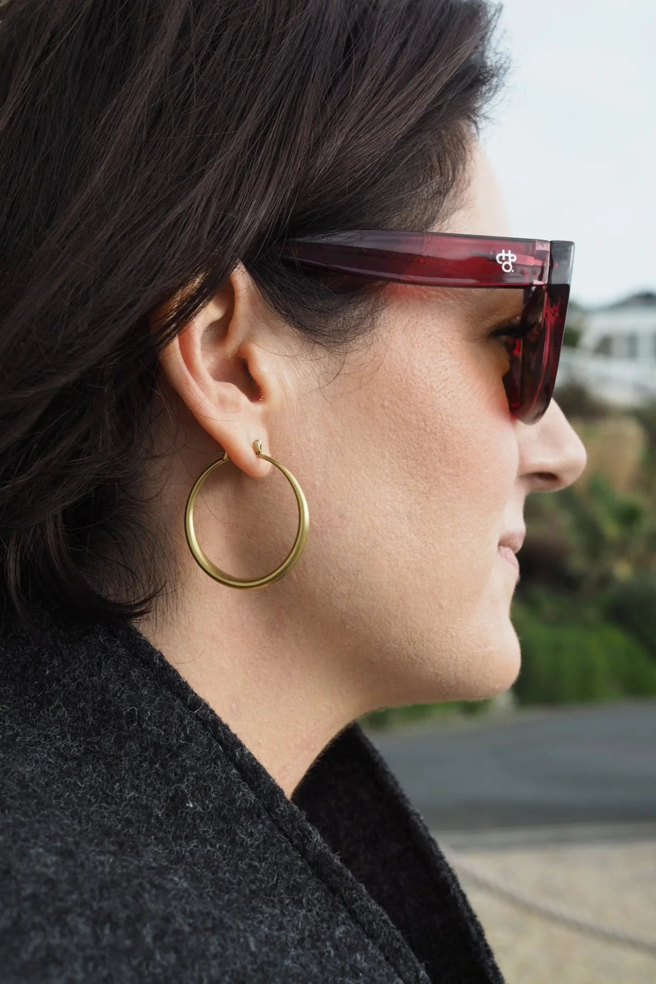 Daphne Brass and Silver Hoop Earring