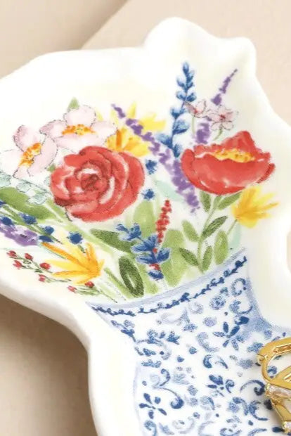 Flowers in Vase Trinket Dish