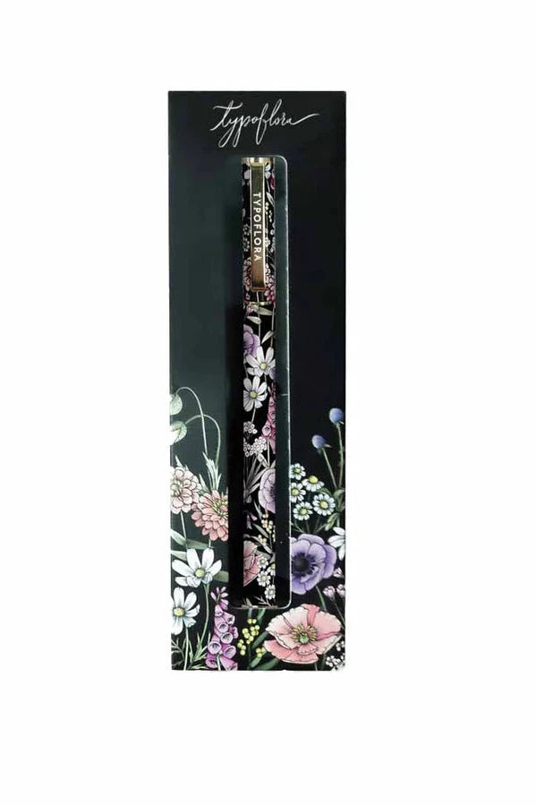 Rollerball Pen - Field of Flowers, Black