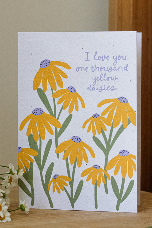 One thousand yellow daisies -Plantable Card Large